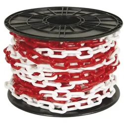 Perel Absperrkette zum Markieren, Absichern oder Sperren von Gefahrenzonen, Kunststoff, Rot/Weiß, 25 m, 8 mm.