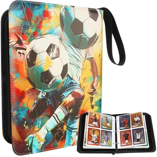 Fussball Sammelalbum Fußball Karten Ordner Karten Aufbewahrungstasche 50 Seiten 400 Kartenkapazität,Sammelkarten Album für Fußballkarten Sammelalbum Fußball Karten zum Sammeln und Tauschen