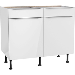 Unterschrank OPTIFIT „Aken“ Schränke Gr. B/H/T: 100 cm x 87 cm x 58,4 cm, weiß (weiß hochglanz, weiß) Küchenunterschrank Unterschränke