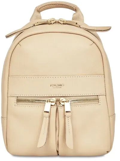 Knomo City Rucksack RFID Schutz Leder 20 cm  beige
