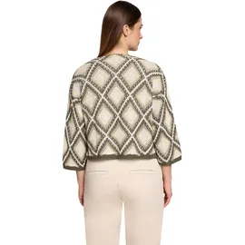 Cartoon Strickjacke mit Jacquard Khaki 40
