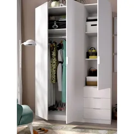 Loungitude Kleiderschrank 3-türig 121 x 180 x 52 cm Holzart nicht angegeben weiß