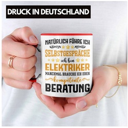 Trendation Tasse Trendation – Elektriker Tasse Spruch Männer Geschenk Lustig Gadget Geschenke Kaffeebecher Elektrotechniker rot