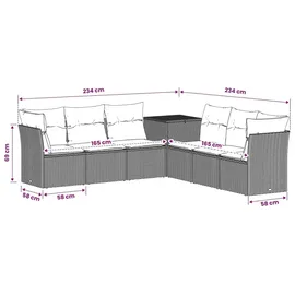 vidaXL Sofa Set 7-tlg. Braun/Rot Loungesofa