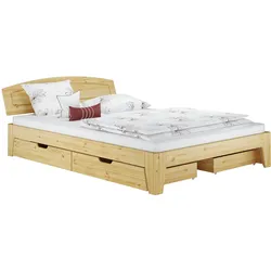 Erst-Holz Klassisches Doppelbett Futonbett Kiefer massiv natur 140x200 Zubehör wählbar V-60.63S8-14nur Bettgestell mit 3-teiligem Bettkasten-Set