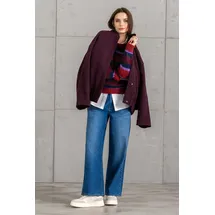 senses.the label Oversized Bomberjacke in Woll-Optik dunkelrot S/M,