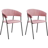 Beliani 2er-Set Esszimmerstuhl MARIPOSA in Rosa/Schwarz | Gr.: onesize