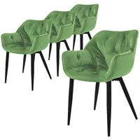 ML-Design Esszimmerstühle 4er Set Salbei gepolstert, Küchenstuhl mit dickem Samt