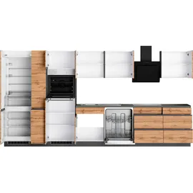 kochstation Winkelküche L-Form 490 x 153 cm beige