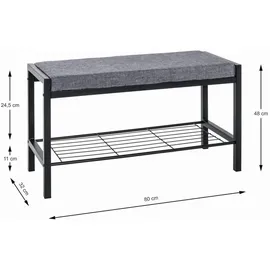 Haku-Möbel Schuhbank 80 x 48 x 32 cm grau, schwarz / modern