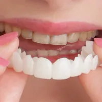 Brigtviee Prothesen Zähne Silikon Zahnprothese Provisorischer Zahnersatz Oben und Unten Kosmetische Veneers Zähne, Kühstliche Zähne Sofortig Furniere Falsche Zähne Zahnaufhellung für Männer Frauen