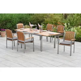 Merxx Keros Set 13-tlg. mit Gartentisch Ausziehbar 180/240 x 100 cm inkl. Kissen