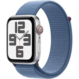 Apple Watch SE 2023 GPS + Cellular 44 mm Aluminiumgehäuse silber, Sport Loop winterblau