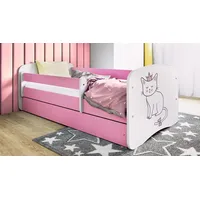 raumhirsch furniture Kinderbett mit Motiv Katze 80 x 180 cm Holzwerkstoff rosa