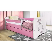raumhirsch furniture Kinderbett mit Motiv Katze 80 x 180 cm Holzwerkstoff rosa