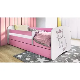 raumhirsch furniture Kinderbett mit Motiv Katze 80 x 180 cm Holzwerkstoff rosa