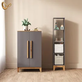 livinity® Kinderkleiderschrank Mailo 70 x 120 cm Eiche grau