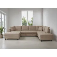 trends by hg Wohnlandschaft TRENDS BY HG "Moritz U-Form, B: 324 cm", b809 zoom 4 toffee, B:324cm H:86cm T:178cm, 92% Polyester;8% Nylon, Sofas, Wohnlandschaft, mit Bettfunktion, Bettkasten & Zierkissen