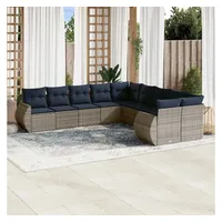 vidaXL Gartensofa-Set 10-tlg. grau Polyrattan