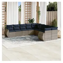 vidaXL Gartensofa-Set 10-tlg. grau Polyrattan