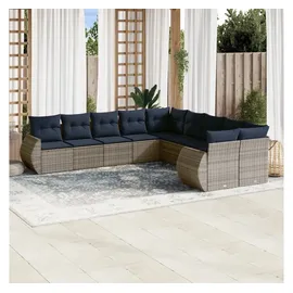 vidaXL Gartensofa-Set 10-tlg. grau Polyrattan