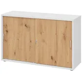 bümö Aktenschrank 2 Ordnerhöhen 80 x 40 x 200 Weiß/Asteiche