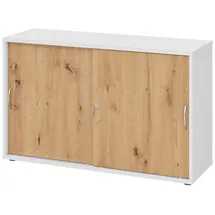 bümö Aktenschrank 2 Ordnerhöhen 80 x 40 x 200 Weiß/Asteiche