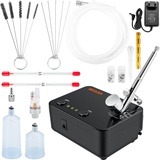 MOPHORN VEVOR Dual Action Airbrush Set mit Lackierpistole, 30 psi ± 15 % Luftkompressor 220 V Airbrushpistole Set für Make-up, Maniküre, Tätowierung,