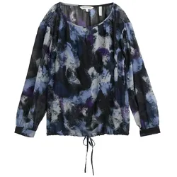 TOM TAILOR Damen Gemusterte Chiffon Bluse, blau, Gemustert, Gr. 36