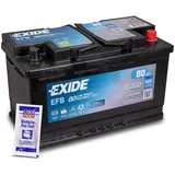 EXIDE EL800 Autobatterie AGM 12V 80Ah 720A Start-Stop EFB Starterbatterie PKW KFZ Batterie - Ersetzt 70Ah 72Ah 74Ah 75Ah 77Ah + 1x Batteriepolfett