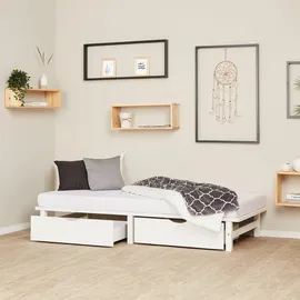 Homestyle4u Holzbett 90 x 200 cm Weiß