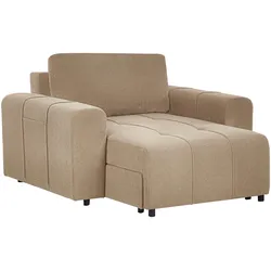Chaiselongue INNVIK Stoff Braun mit Stauraum