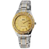 Damen Armbanduhr Frauen Uhr Strass Bicolor Girl Analog Quarz 3ATM Q&Q by Citizen