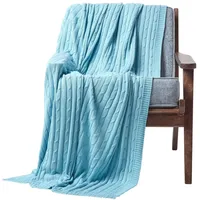 Homescapes Strickdecke 130 x 170 cm Hellblau