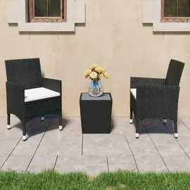 vidaXL 3-tlg. Bistro-Set Poly-Rattan und Hartglas Schwarz
