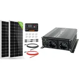 ECO-WORTHY 200W 12V Solarpanel Kit Off-Grid System: 2pcs 100W Monokristalline Solarmodule mit 30A LCD Laderegler & solartronics Spannungswandler NM 12V 1000 2000 Watt 12V-230V