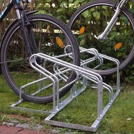 Trutzholm Fahrradständer für 6 Fahrräder höhenversetzt 210 x 45 cm Stahl feuerverzinkt grau