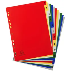 Exacompta Register für Ordner und Ringbücher, aus PP, 12 Positionen, Taben 1-12, für DIN A4