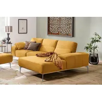 W.SCHILLIG Ecksofa run, Designsofa mit tollem Sitzkomfort, bequem, Breite 299cm, L-Form, mit elegantem Holzsockel, Füße in Silber matt, Breite 299 cm gelb