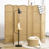 Homcom Paravent 6-teilig 240 x 170 cm Raumteiler Faltbar Trennwand aus Kiefernholz, Sichtschutz Raumtrenner Stellwand für Schlafzimmer Wohnzimmer Natur