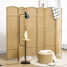 Homcom Paravent 6-teilig 240 x 170 cm Raumteiler Faltbar Trennwand aus Kiefernholz, Sichtschutz Raumtrenner Stellwand für Schlafzimmer Wohnzimmer Natur