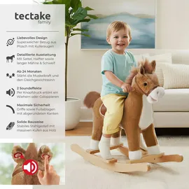 Tectake Schaukelpferd Schaukeltier, Pferd indoor ab 24 Monaten solide weicher Plüsch