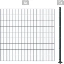 Arvotec Einstabmattenzaun 16 m x 180 cm Grau/Kunststoff