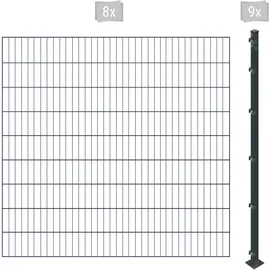 Arvotec Einstabmattenzaun 16 m x 180 cm Grau/Kunststoff
