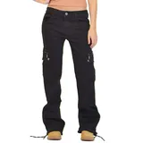 AmyGline Jeanshose Damen Cargohose Militär Jeans Hosen Weite Beinhosen Freizeithose Sporthose Schlaghose Outdoorhose Arbeitshose - XL