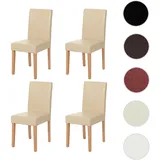 4er-Set Esszimmerstuhl Stuhl Küchenstuhl Littau ~ Leder, creme helle Beine