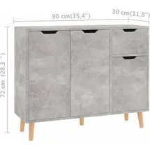 vidaXL Sideboard 90 x 72 x 30 cm Grau