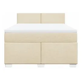 vidaXL Boxspringbett mit Matratze Creme 140x200 cm Stoff