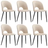 OKWISH Esszimmerstuhl Polsterstuhl Wohnzimmerstuhl (Samt, Metallbeine, 6 St) beige