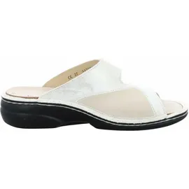 Finn Comfort Zeno Pantolette Damen, Leder,/Stretch, Oro/Steam, bequem - weiß 39